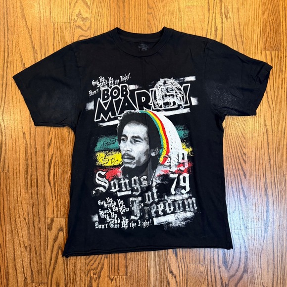 Bob Marley Other - Bob Marley Songs of Freedom Graphic T-Shirt Cropped Medium Black
